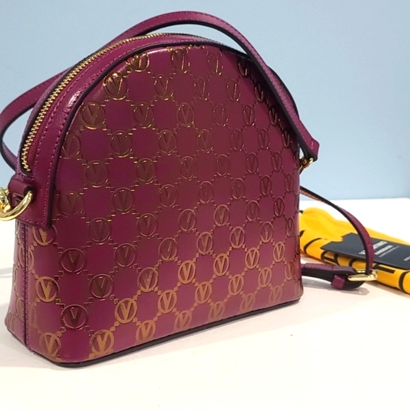 SALE! ✅ Valentino Diana Logo-Adorned Leather Bag Magenta / Gold ✨ NWT - Picture 11 of 13